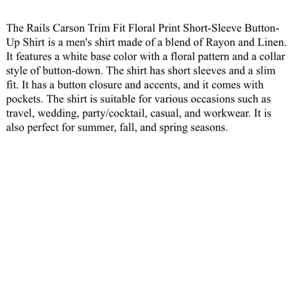 Rails Carson Trim Fit Floral Print Short Sleeve Button Up Pocket Shirt Size 2XL - Picture 5 of 5
